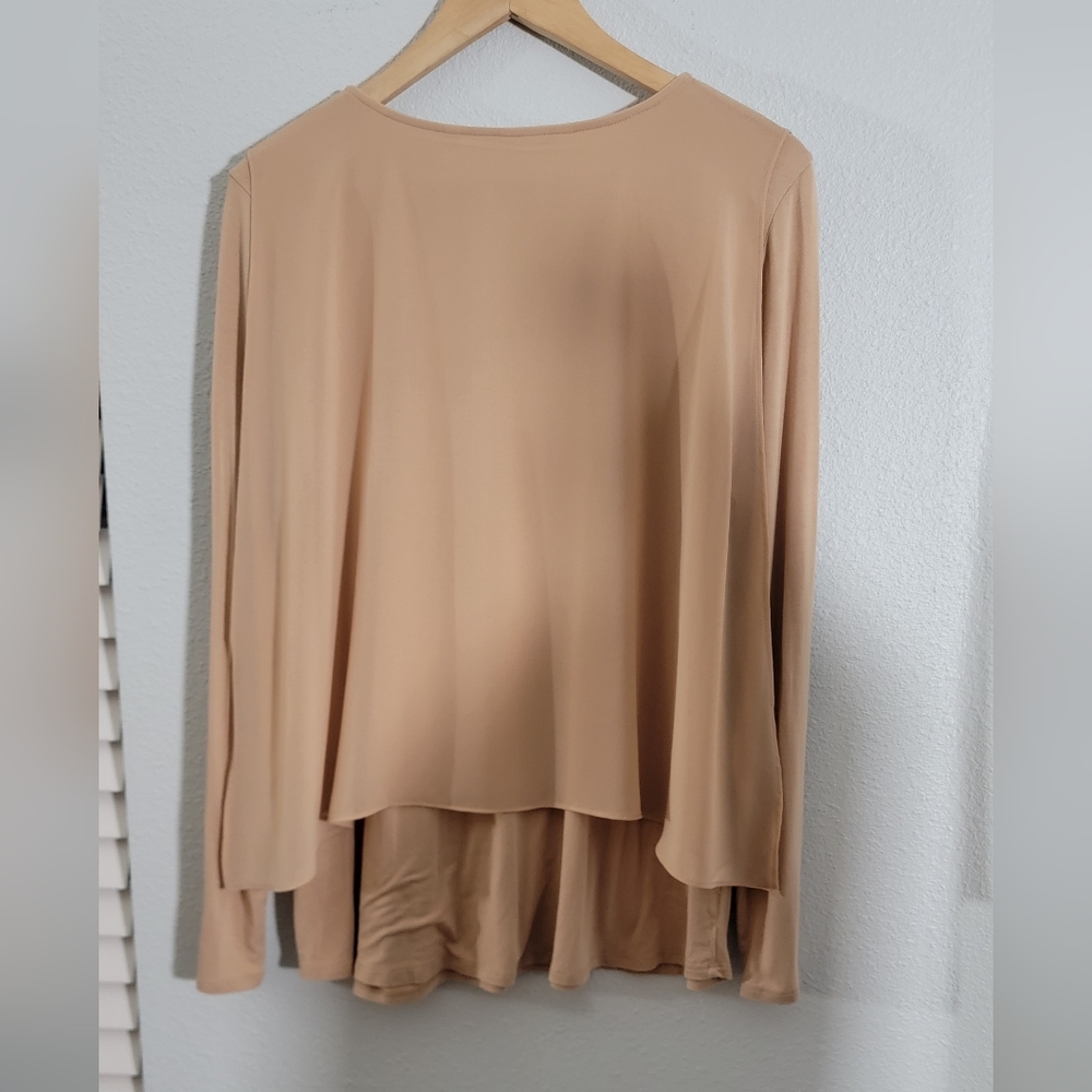 Soft Surroundings Tunic Top Women's Medium Beige Layered Chiffon Hem boho. - Picture 8 of 16